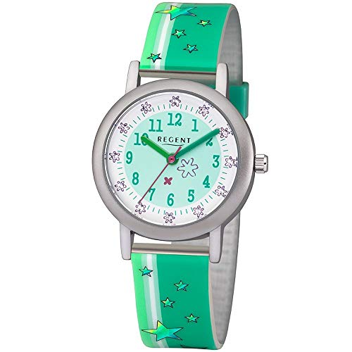 Regent Mädchen Analog Quarz Uhr mit Plastik Armband 12400275 von REGENT