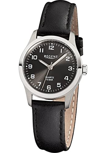 Regent Damen Analog Quarz Uhr mit Titan/Leder Armband 12090288 von REGENT