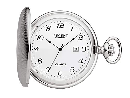 REGENT Taschenuhr verchromt analog Mechanik silberfarben P-09 von REGENT