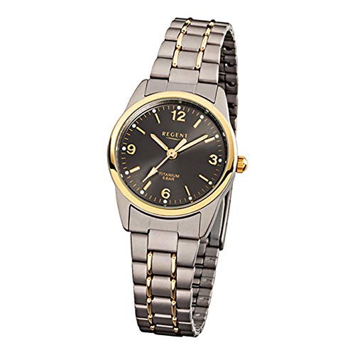 REGENT Titan (Metall) Damen Uhr F-429 Quarzuhr Armband grau Silber Gold D1URF429 Quarzuhr Frau von REGENT