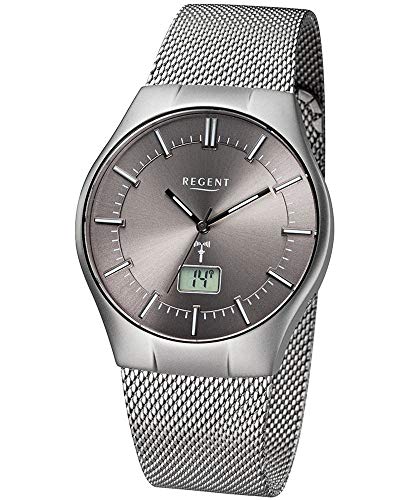 Regent Herren Analog-Digital Quarz Uhr mit Edelstahl Armband 11030138 von REGENT