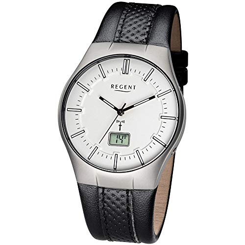 Regent Herren Analog-Digital Quarz Uhr mit Leder Armband 11030140 von REGENT