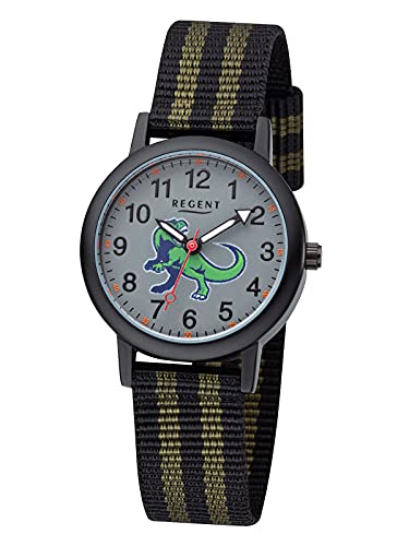 Regent Unisex Kinder Analog Quarz Uhr mit Stoff Armband 12400304 von REGENT