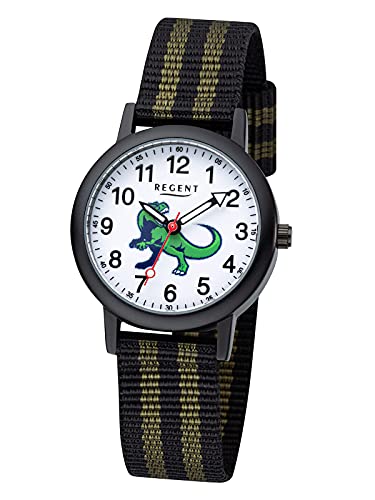 Regent Unisex Kinder Analog Quarz Uhr mit Stoff Armband 12400306 von REGENT