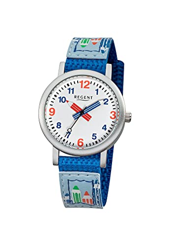 Regent Uni-Erwachsene Analog Quarz Uhr mit Textil Armband 12400221 von REGENT