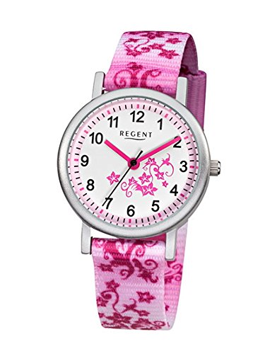 Regent Unisex-Kinder Analog Quarz Uhr mit Textil Armband 12400225 von REGENT