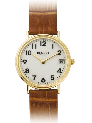 Regent Damen Analog Quarz Uhr mit Leder Armband 12100514 von REGENT