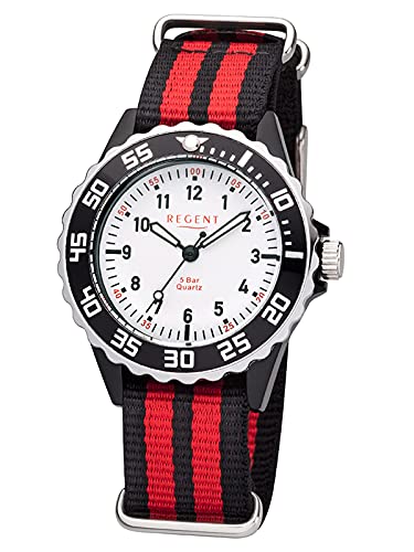 Regent Unisex-Kinder Analog Quarz Uhr mit Textil Armband 12400277 von REGENT