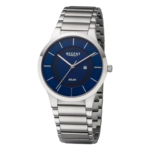 Solaruhr Herren Metallband Ø39mm Regent BA-724 blau von REGENT