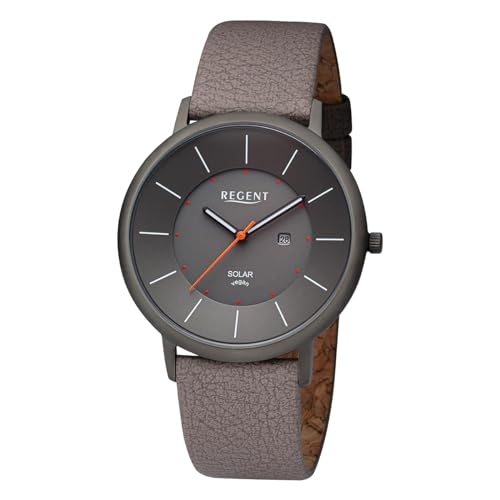 Solaruhr Herren Stahl Uhrband Vegan Gun REGENT BA-723 von REGENT