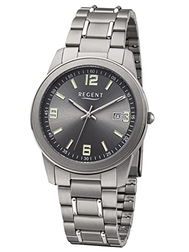 Regent Herren Analog Quarz Uhr mit Titan Armband 11090361 von REGENT
