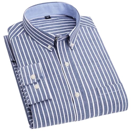 Herren Oxford Textil Hemd Casual Langarm Solid Slim Fit Business Hemd Top, 6, S von REHJJDFD