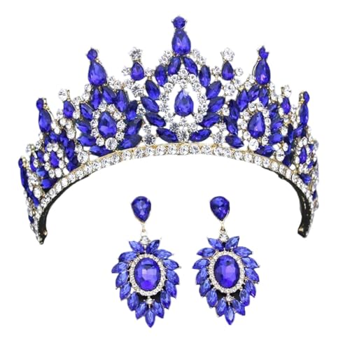 REHJJDFD Damen Strass Krone und Ohrringe Set Party Geburtstag Braut Hochzeit Tiaras von REHJJDFD