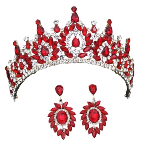 REHJJDFD Damen Strass Krone und Ohrringe Set Party Geburtstag Braut Hochzeit Tiaras von REHJJDFD