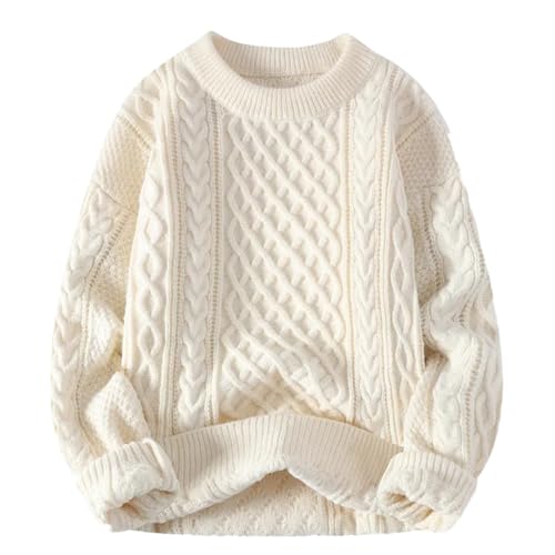 REHJJDFD Herbst Winter Herren Einfarbig Lose Pullover Herren Vintage Strickpullover Pullover, Q3, X-Large von REHJJDFD