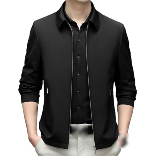 REHJJDFD Herren Business Casual Jacken Mantel Frühling Herbst Männer Drehen Donw Kragen Oberbekleidung Black XL von REHJJDFD