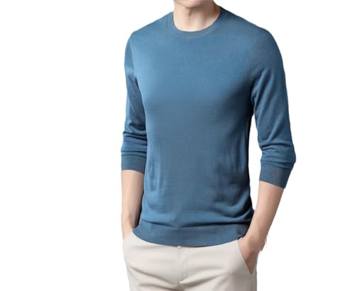 REHJJDFD Herren Herbst Kaschmir Pullover Herren Langarm Strickpullover Vintage Herren Pullover, himmelblau, L von REHJJDFD