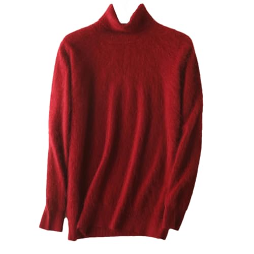 REHJJDFD Herren Rollkragenpullover Kaschmir Strickpullover Warm Casual Pullover Pullover, burgunderfarben, Small von REHJJDFD