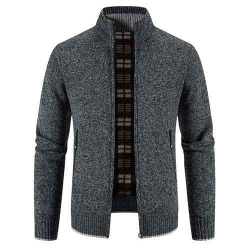 REHJJDFD Herren Strickjacke Herbst Winter Männer Casual Warme Strickpullover Jacken, dunkelgrau, X-Large von REHJJDFD