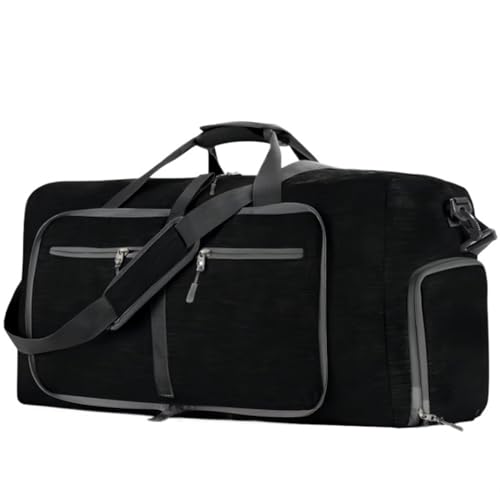 Reisetasche Sporttasche 24-Zoll-Kleidersack Mit Schuhfach, 2-in-1-Hängekoffer, Anzug, Wochenendtaschen Reisetasche Damen (Color : Black, Size : 63 * 29 * 35cm) von REIFOR