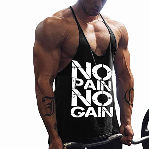 REIGEE Gym Tank Top Herren Ärmelloses Unterhemd Laufen Muskelshirt Fitnessstudio Stringer Trägershirt Schwarz M von REIGEE