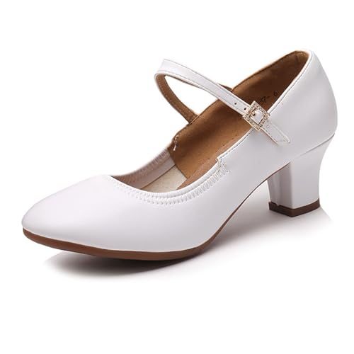 Damen Ballsaal-Tanzschuhe, 5cm Absatz, geschlossener Zehenbereich, moderner Salsa-Tango Bachata-Walzer-Tanz-Pumps, lateinamerikanische Tanz-Übungsschuhe, Weddig, Abendtanz-Performance-Schuhe, 34–41 EU von REIJAX