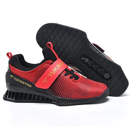 Powerlifting Bodybuilding Shoes Squat Schuhe Gewichtheberschuhe Herren mit Hartplastik-Keilabsatz,extrem rutschfest & stabil,Weightlifting Shoes mit starrer Gummi/TPU Sohle & Doppelverschluss,39-46 EU von REIJAX