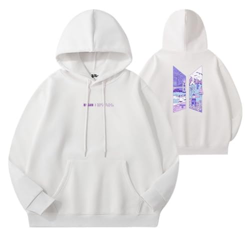 REIK BTS Kpop Hoodies Herren Busan World Tour Hoody Pullover Damen Yet to Come Korea Hip Hop Pullover Sweatshirts, Busan Weiß, 36 von REIK