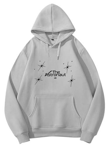 REIK JIN The Astronaut Kpop Hoodies Herren Langarm Unterstützung Idol BTS Hoody Damen World Tour Hiphop Fans Pullover Sweatshirts, 14 Astronaut Jin Gray, L von REIK