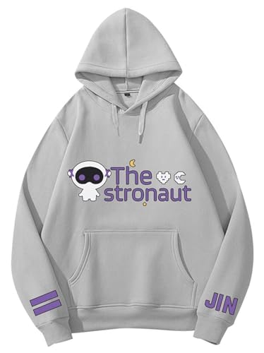 REIK JIN The Astronaut Kpop Hoodies Herren Langarm Unterstützung Idol BTS Hoody Damen World Tour Hiphop Fans Pullover Sweatshirts, 15 Astronaut Jin Gray, L von REIK