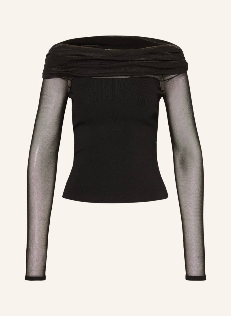 Reiss Off-Shoulder-Shirt Angie Im Materialmix schwarz von REISS