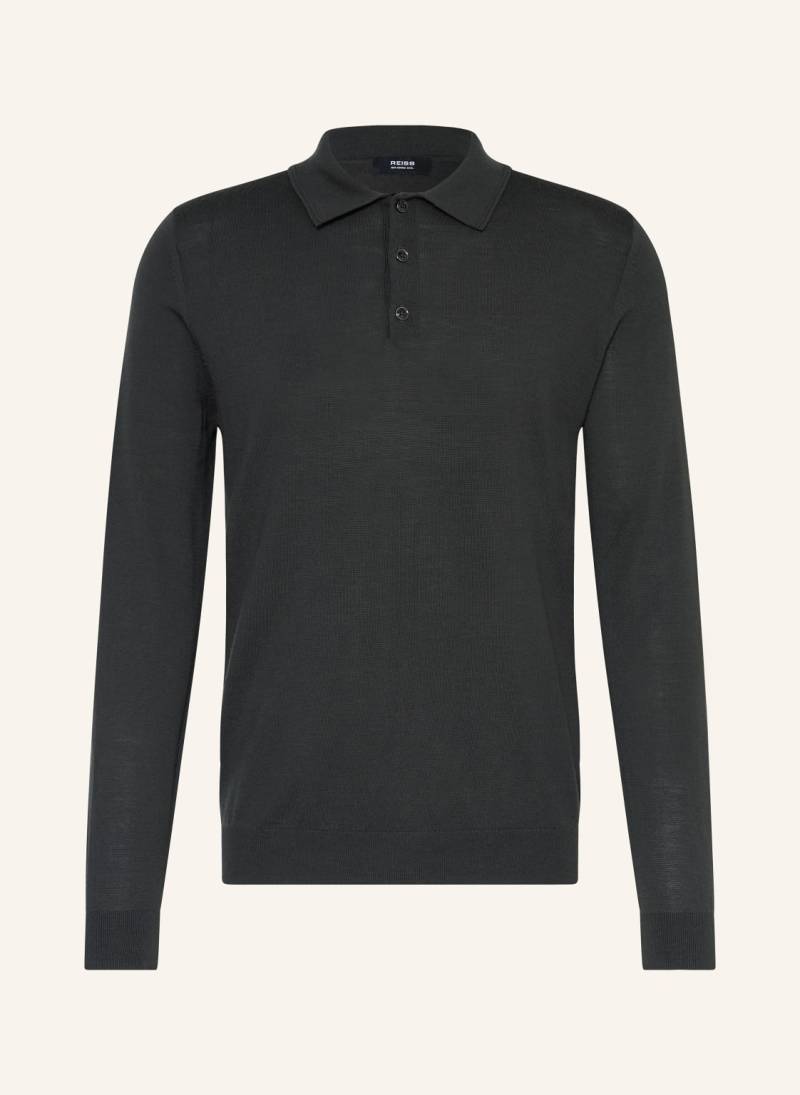 Reiss Strick-Poloshirt Trafford Aus Merinowolle gruen von REISS