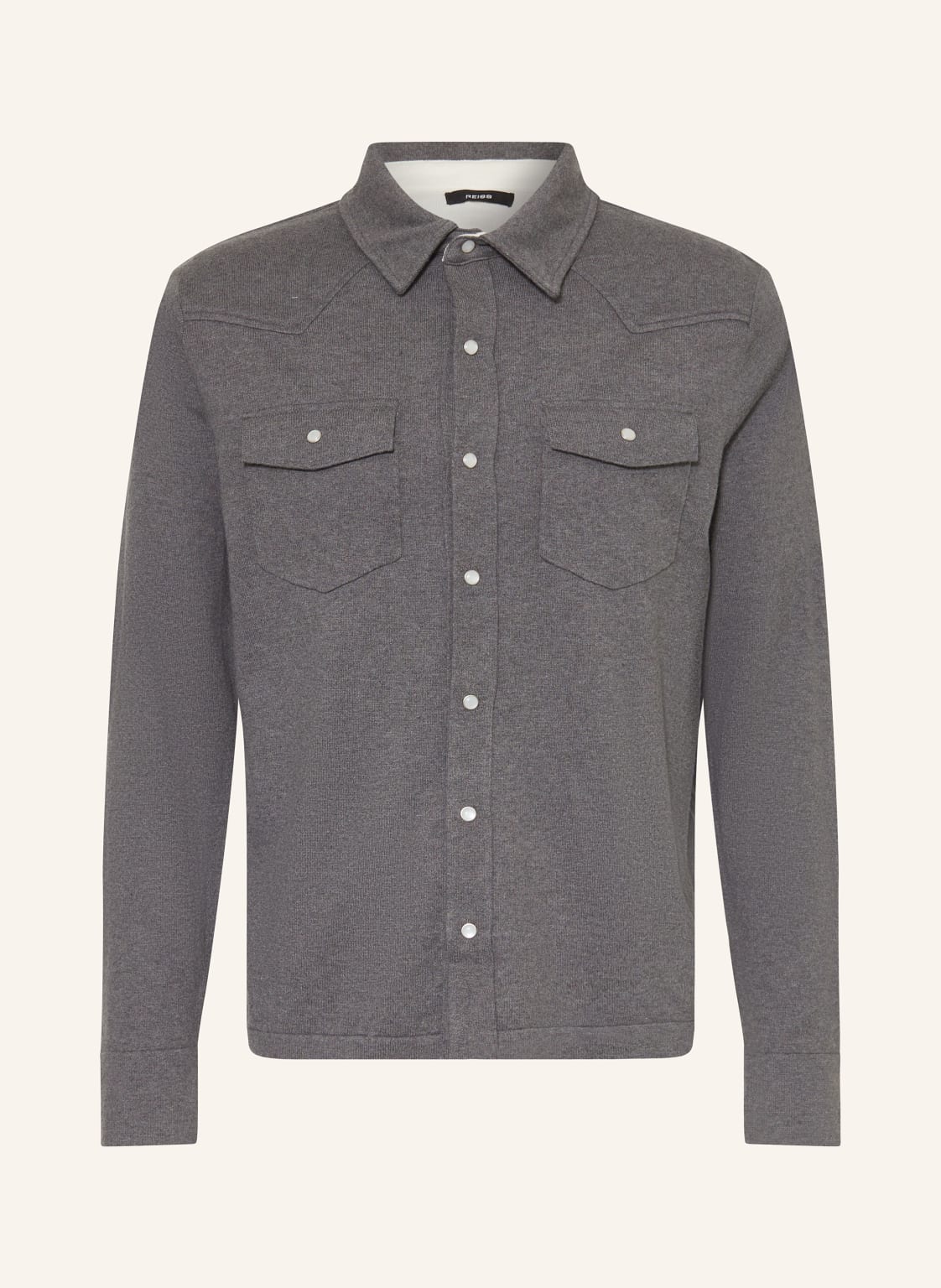 Reiss Strickhemd Ledger Comfort Fit grau von REISS