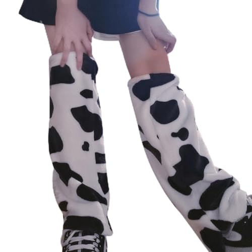 REITINGE Damen Winter Plüsch Beinstulpen Kuh Leopard Print Fußsocken, Große Version der Kuhstruktur, standard von REITINGE