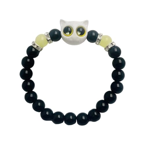 REITINGE Schönes Kätzchen Design Armband Magnetische Verschluss Armband Schmuck Für Freund Paare Nacht Leuchtend Harzarmarm Süßes Leuchtendes Harzarmband von REITINGE