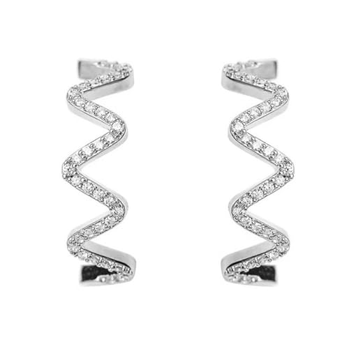 18 Karat vergoldet S925 Silber Zickzag Ohrstecker für Frauen Einstellbares Wellendesign Leichter hypoallergener westlicher Schmuck Ideal für lässige formelle Kleidung Silber von REKALFO