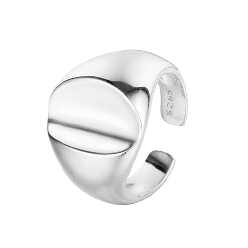 18 Karat vergoldet S925 Sterlingsilber Ringe für Damen Nicht anlaufend Klobiger Dom-Siegelring Verstellbarer Statement-Vintage-Schmuck für Partys, Hochzeiten und Abschlussbälle Silber von REKALFO