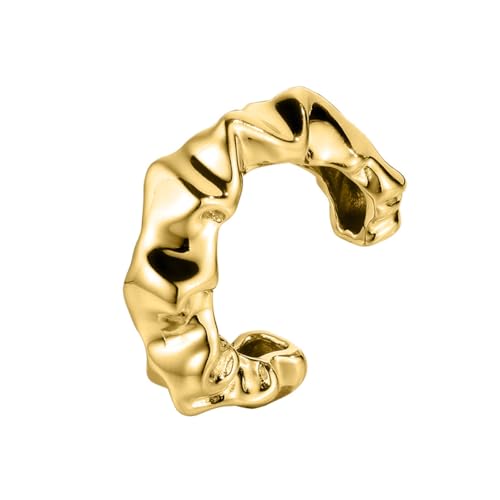 Chunky Stapelbare Ringe für Damen 18 Karat vergoldetes S925 Sterlingsilber Skulpturaler Band-Statement-Schmuck Hypoallergene Modeaccessoires Perfekt für die Reise Prom Hochzeit Gold von REKALFO