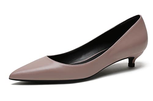 Spitz zulaufende Absätze für Damen Matt Damenpumps mit Kitten Heel Slip On Damenschuhe für Hochzeitsfeier Urlaub Rosa-lila 40 EU von REKALFO