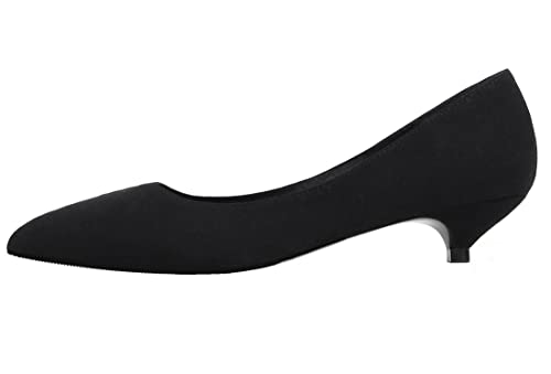 Damen Spitz-Toe Kätzchen Low Heels Pumps Breite Kleid Pump Schuhe Schwarz 41 EU Damen Spitz-Toe Kätzchen Low Heels Pumps Breite Kleid Pump Schuhe Schwarz 41 EU von REKALFO
