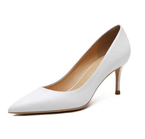 Damen Stiletto High Heels Pumps Spitzen-Toe Mode Matte Pump Schuhe Weiß 38.5 EU Damen Stiletto High Heels Pumps Spitzen-Toe Mode Matte Pump Schuhe Weiß 38.5 EU von REKALFO