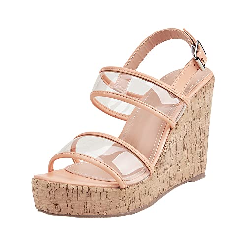 Espadrilles Wedges für Frauen Knöchelriemen Schnalle Runde Zehe Retro Niedlich Bequem Slingback Schuhe für Frauen Rosa 36 EU von REKALFO