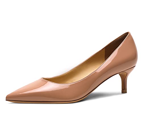 Frauen Classic Slip On Geschlossene Spitze Zehe Pumpen Büro Arbeit Kleid Pumpe Schuhe Nude 39.5 EU von REKALFO