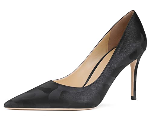 Frauen Spitze Zehe Nubuk Stiletto High Heel Kleid Pumps Schuhe Schwarz 40 EU von REKALFO