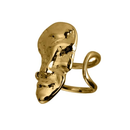 Goldringe für Damen S925 Sterling Silber Einstellbares geometrisches Gesichtsdesign Hypoallergener, nicht anlaufender Mode-Vintage-Schmuck für den täglichen Gebrauch, Partys, Hochzeiten Gold von REKALFO
