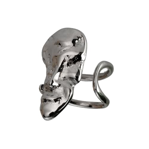 Goldringe für Damen S925 Sterling Silber Einstellbares geometrisches Gesichtsdesign Hypoallergener, nicht anlaufender Mode-Vintage-Schmuck für den täglichen Gebrauch, Partys, Hochzeiten Silber von REKALFO