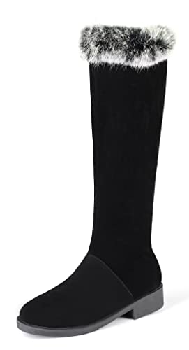 REKALFO Damen Winterstiefel aus weichem Wildleder und Nubukleder mit seitlichem Reißverschluss Schwarz 43 EU von REKALFO