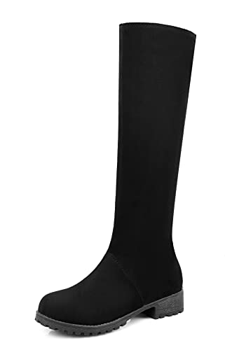 REKALFO Kniehohe Stiefel aus weichem atmungsaktivem Wildleder mit klobigem Absatz und seitlichem Reißverschluss Schwarz 40 EU REKALFO Kniehohe Stiefel aus weichem atmungsaktivem Wildleder mit klobigem Absatz und seitlichem Reißverschluss Schwarz 40 EU von REKALFO