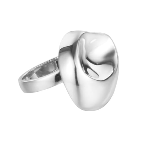 REKALFO S925 Sterlingsilber Stapelbare Ringe Klobiger Siegelring mit gewölbter Oberfläche Verstellbare Eheringe für Frauen Minimalistischer Statement-Schmuck für Partys und Abschlussbälle Silber von REKALFO