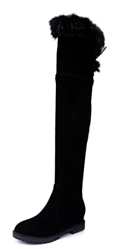 REKALFO Selbstbindender kniehoher Overknee-Rundzehenstiefel für Damen unsichtbare höhenerhöhende Fell-Winterstiefel Schwarz 41 EU REKALFO Selbstbindender kniehoher Overknee-Rundzehenstiefel für Damen unsichtbare höhenerhöhende Fell-Winterstiefel Schwarz 41 EU von REKALFO